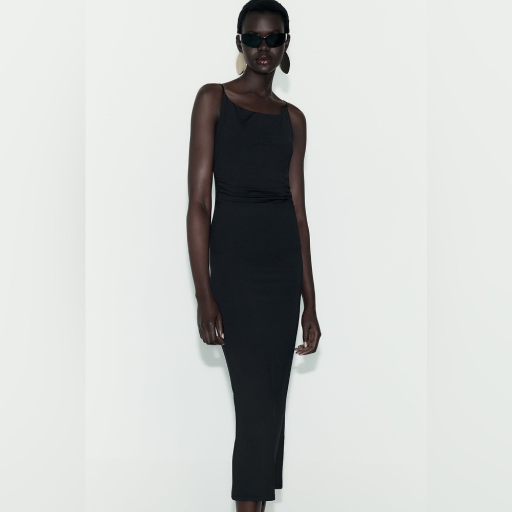 Zara Fitted Long Black Dress